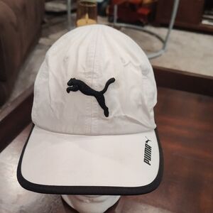 Puma White Cap with Black Puma Logo and Trim